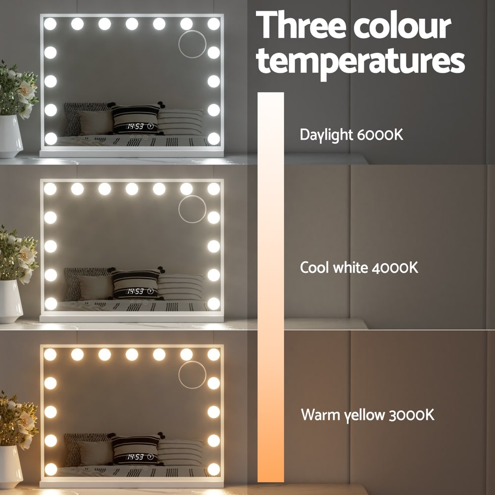 Compact White Tabletop Hollywood LED Makeup Mirror