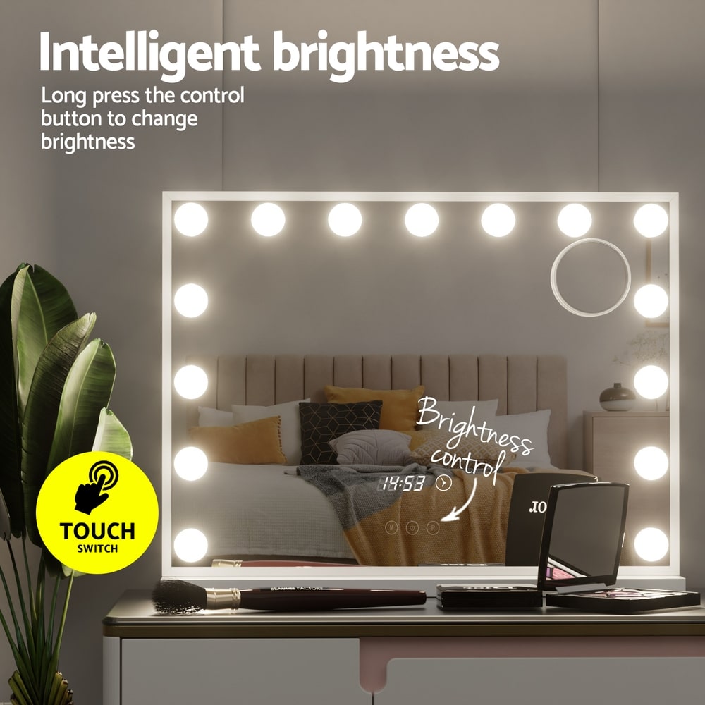 Compact White Tabletop Hollywood LED Makeup Mirror