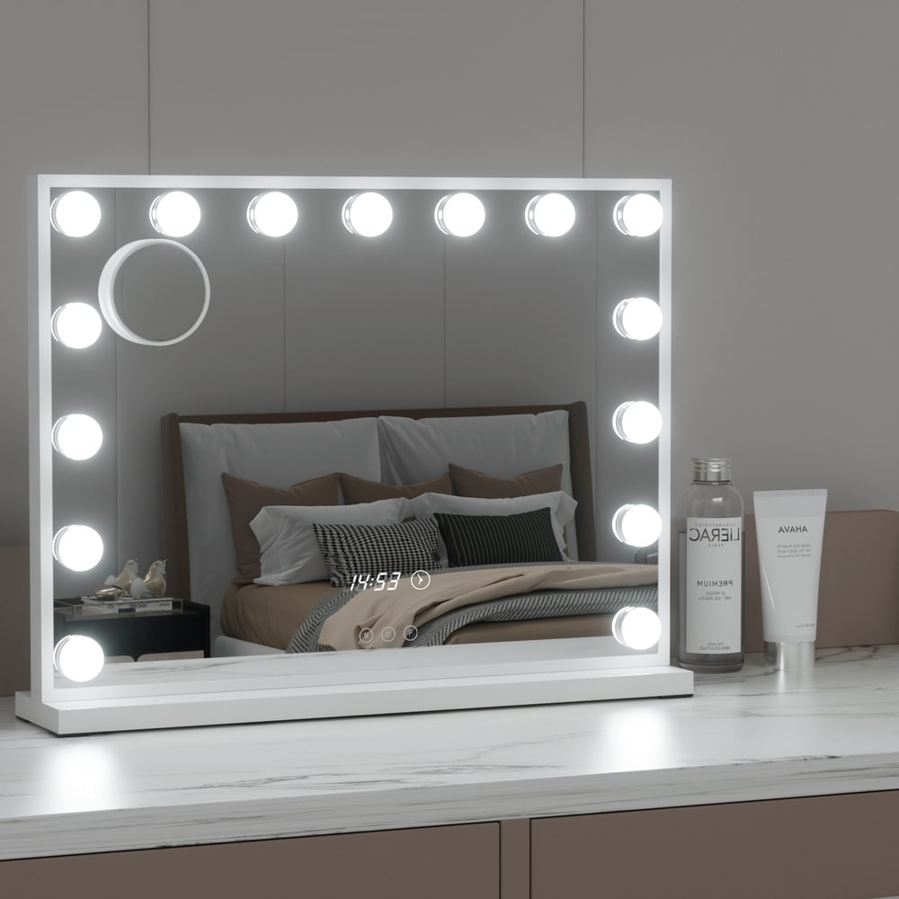 Compact White Tabletop Hollywood LED Makeup Mirror