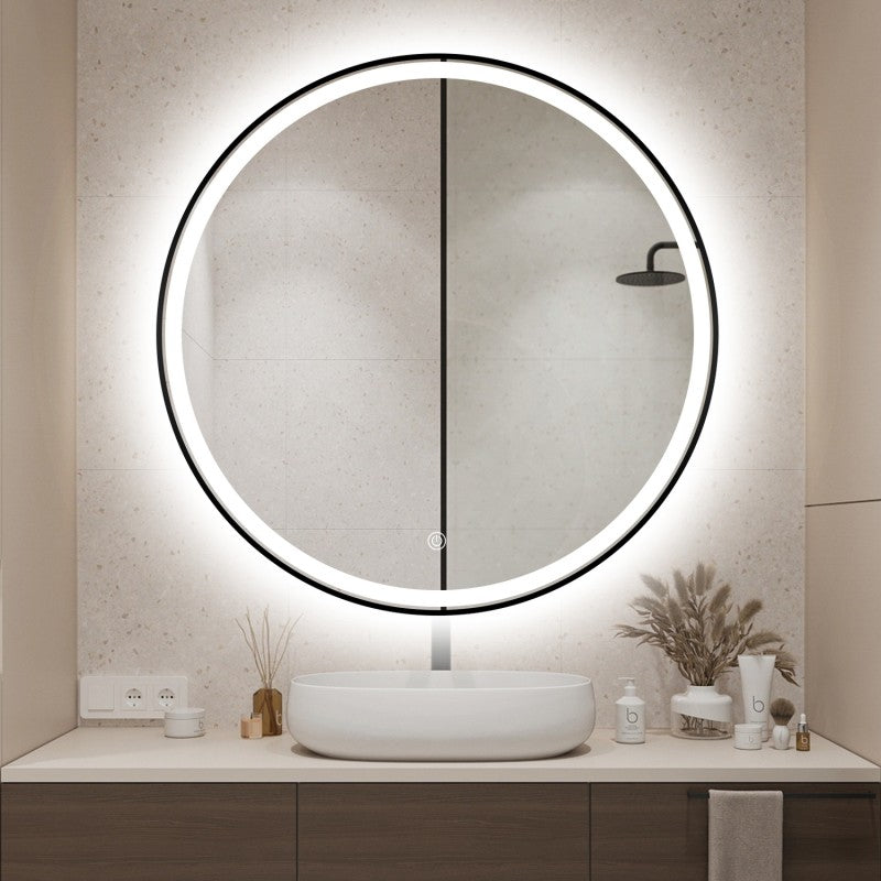 Coral Black Round LED Bathroom Mirror