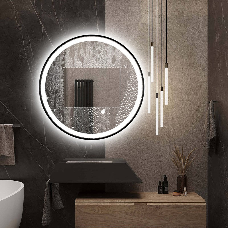 Coral Black Round LED Bathroom Mirror