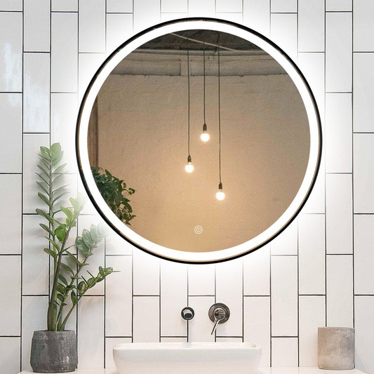 Jianna Black Round LED Bathroom Mirror