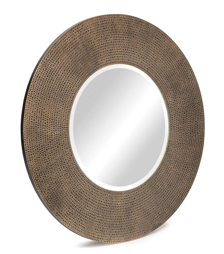 Pollana Round Croc Pattern Mirror - Gold and Black