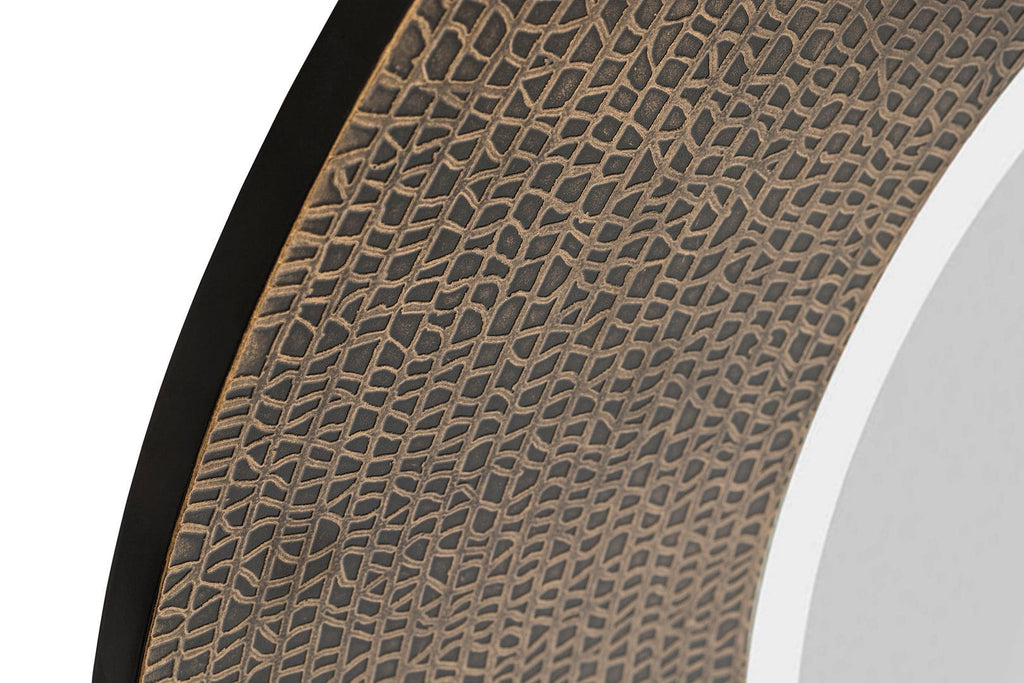 Pollana Round Croc Pattern Mirror - Gold and Black