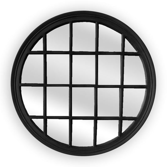 Dafne Black Round Panel Wall Mirror