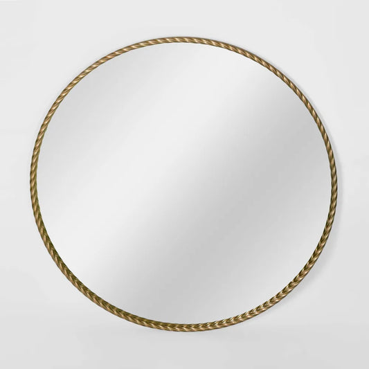 Dahlia Large Round Gold Wall Mirror