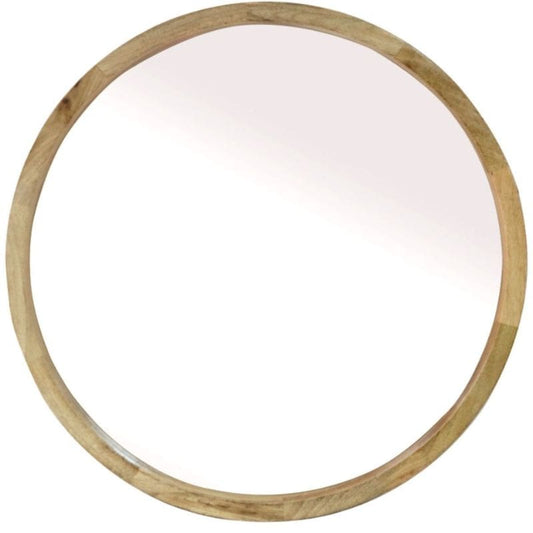 Danika Round Natural Finish Wood Mirror