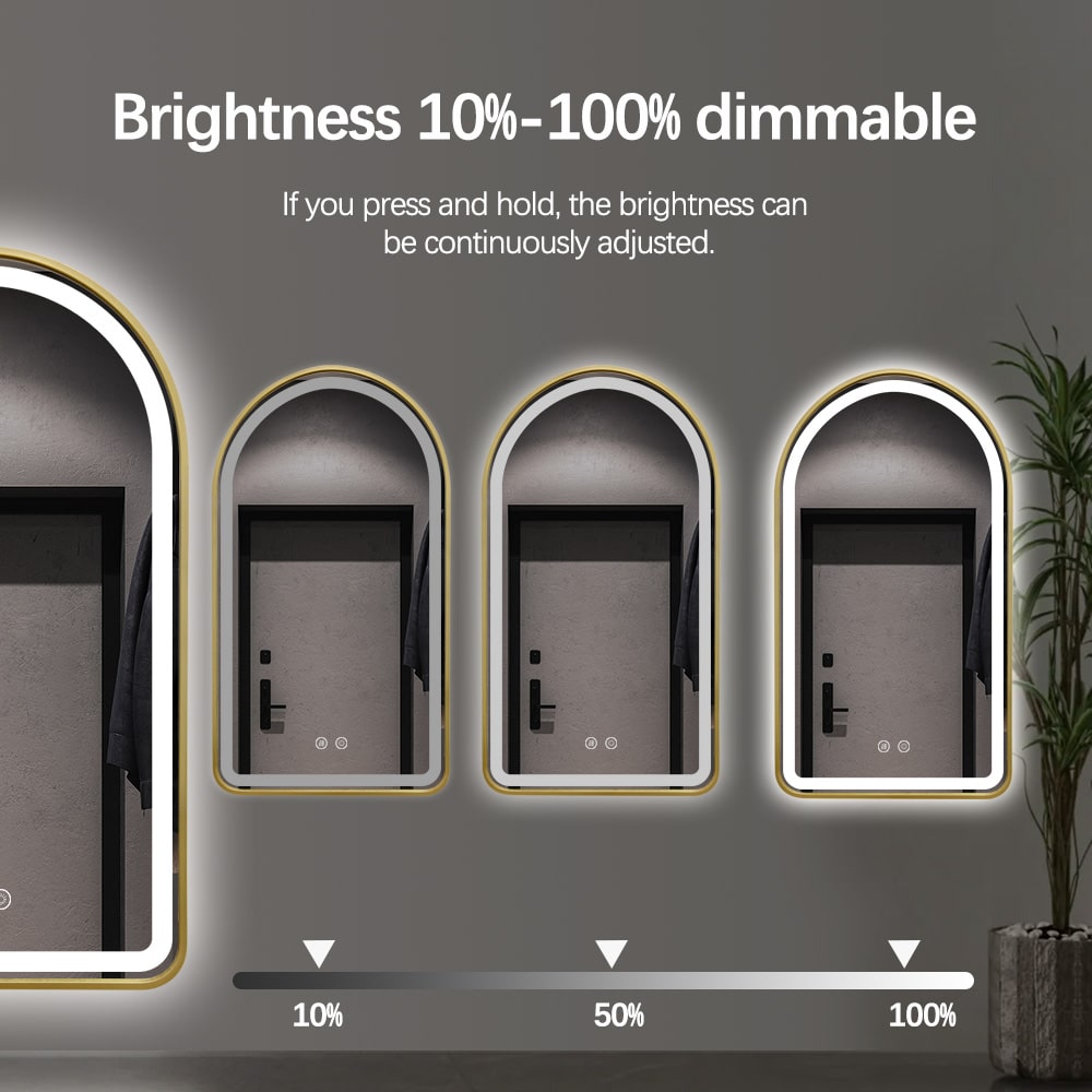 Drakon Arched LED Gold Frame Mirror