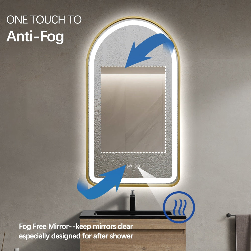 Drakon Arched LED Gold Frame Mirror