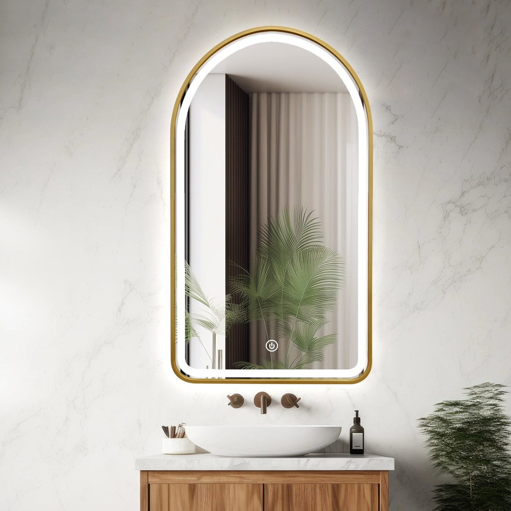 Drakon Arched LED Gold Frame Mirror