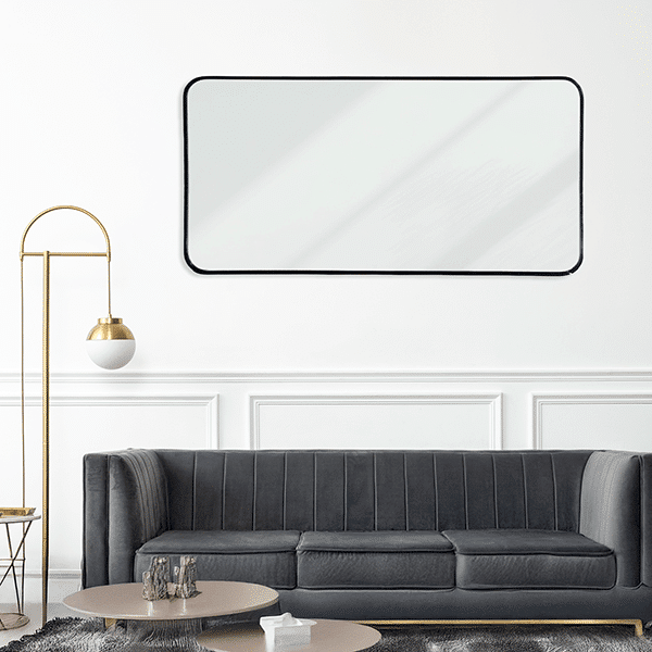 Draven Black Long Rounded Wall Mirror