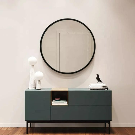 Elora Black Framed Classic Round Mirror