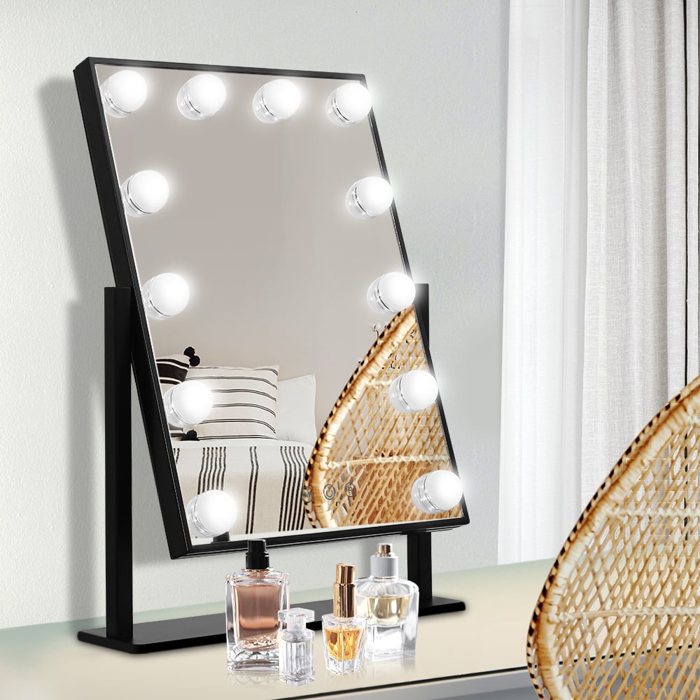 Embellir Hollywood LED Makeup Mirror With 12 Bulbs Black 30x41cm