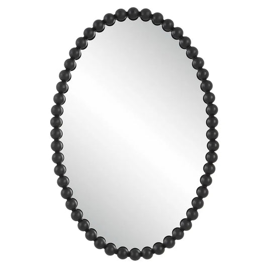 Esme Black Beaded Oval Wall Mirror