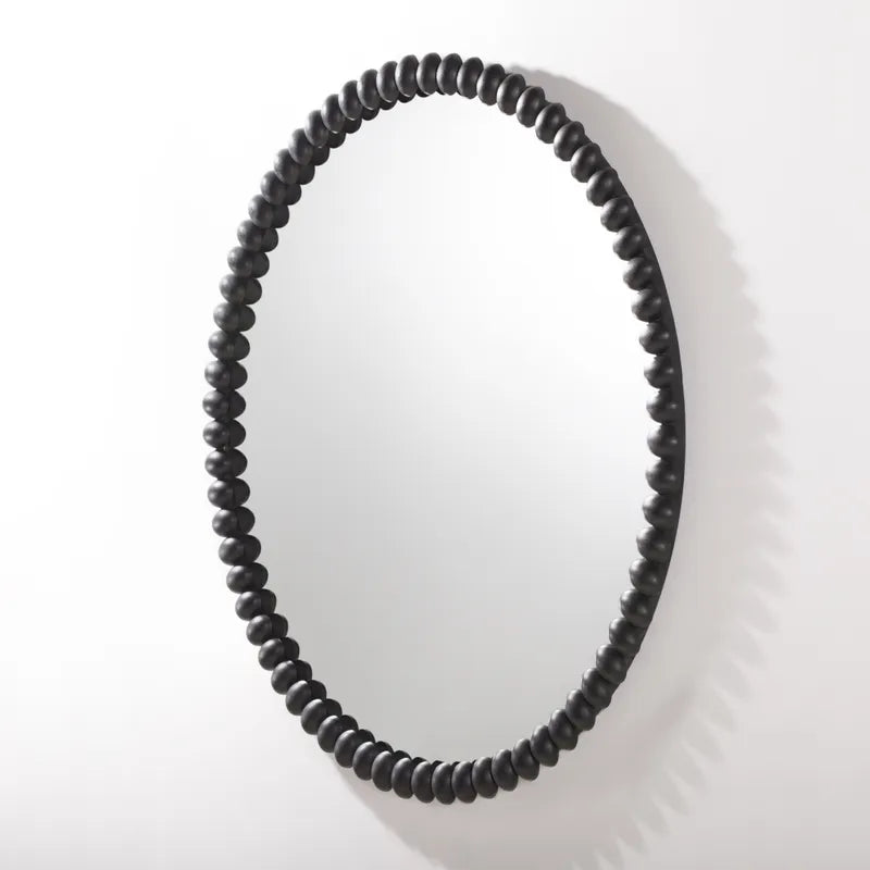 Esme Black Beaded Round Wall Mirror