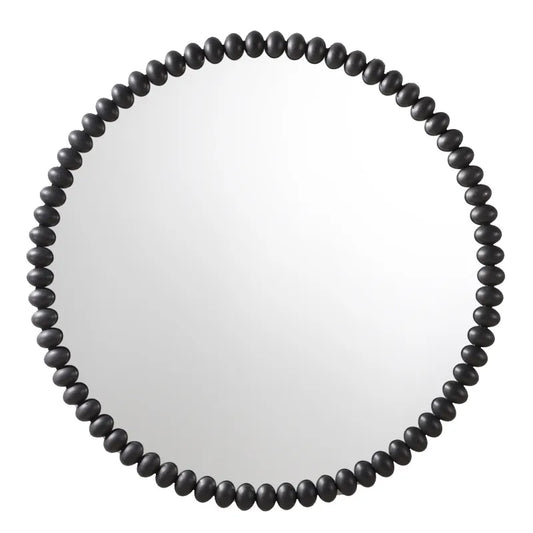 Esme Black Beaded Round Wall Mirror