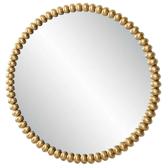 Esme Gold Beaded Round Wall Mirror
