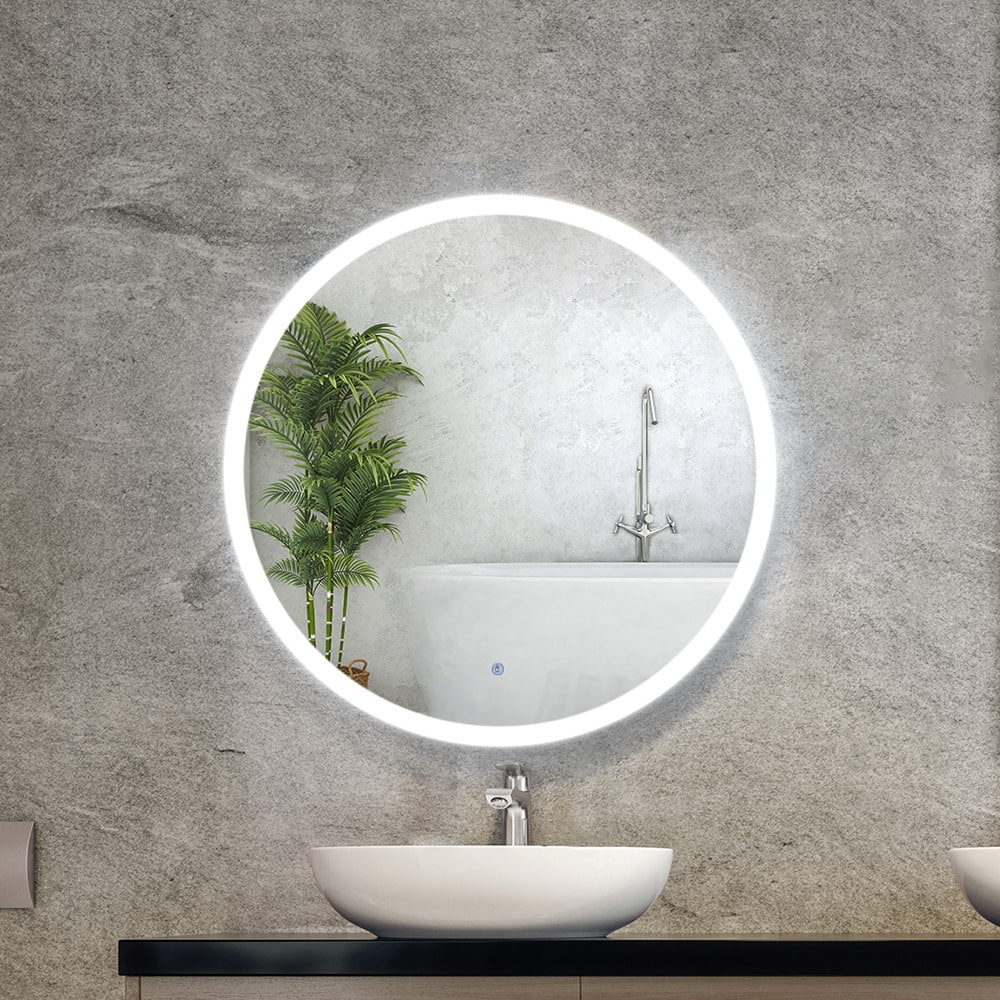 Estrid Round LED Bathroom Mirror with power plug