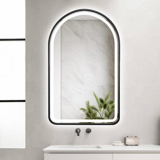 Fenris Arched LED Black Frame Mirror