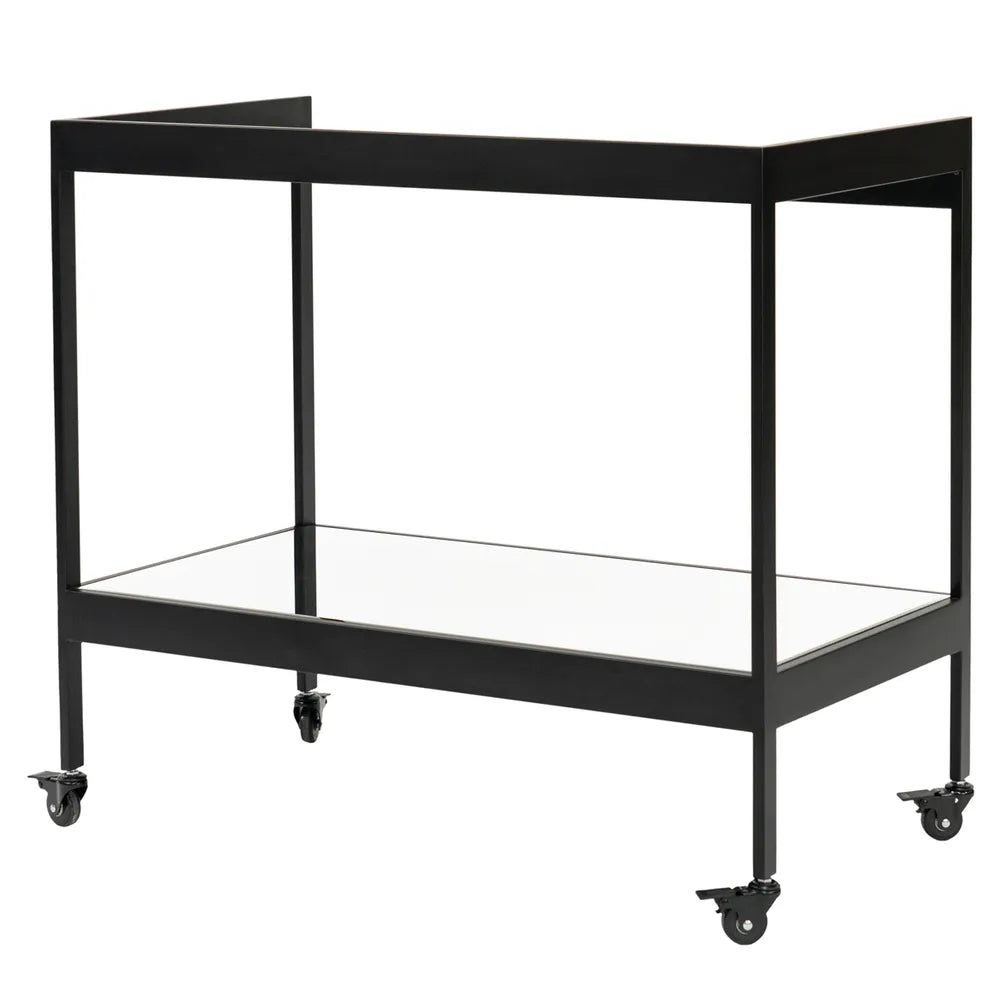 Fenton Mirrored Bar Cart - Black