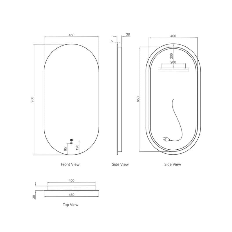 Flux Oval Frameless LED Mirror