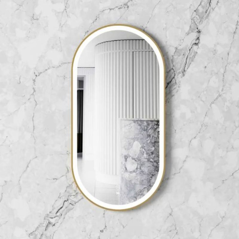 Flux Oval Gold Framed LED Mirror