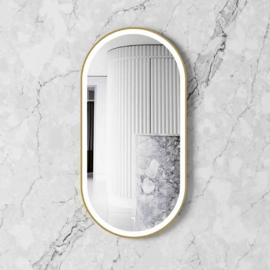 Flux Oval Gold Framed LED Mirror