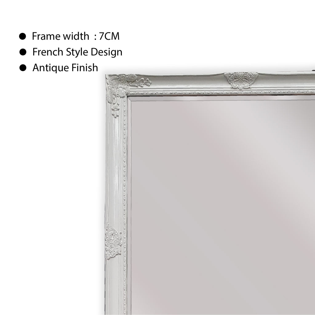French Provincial White Ornate Full Length Mirror