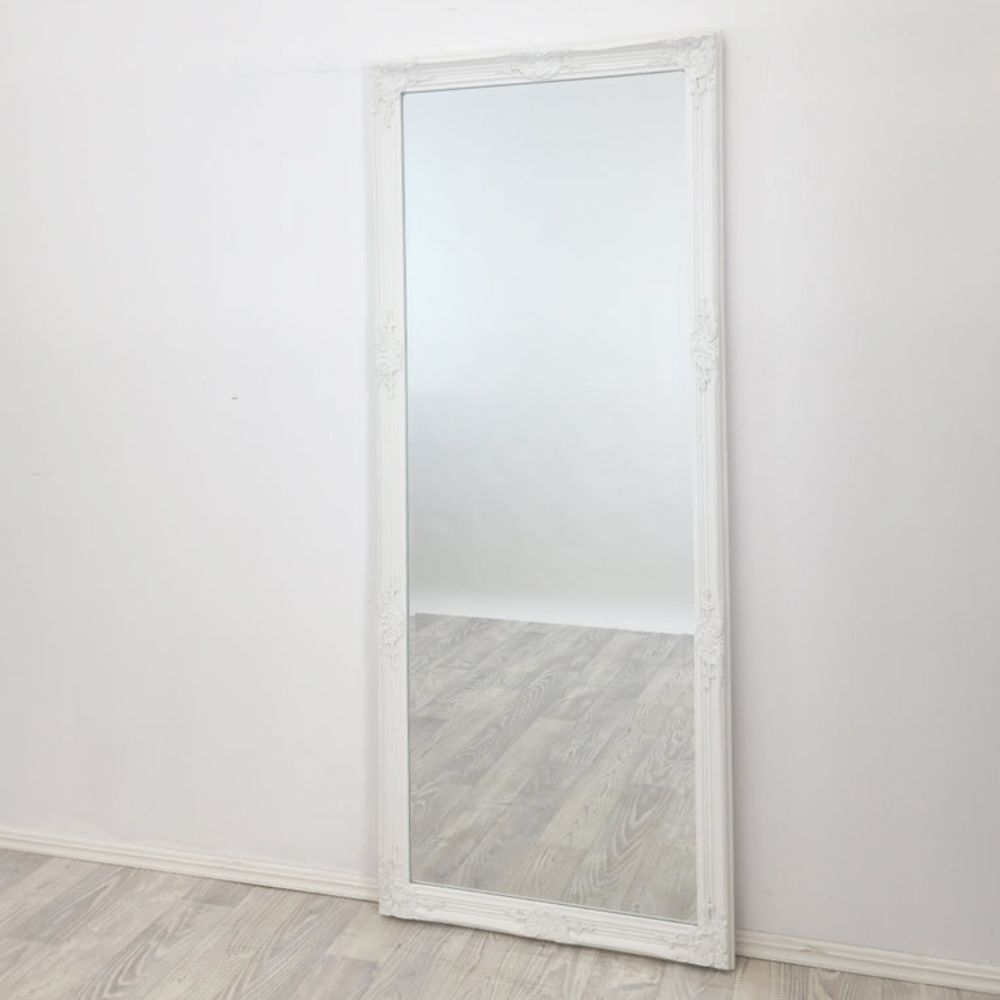 French Provincial White Ornate Full Length Mirror