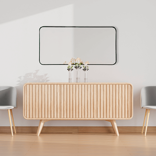 Gideon Black Long Rounded Wall Mirror – Mirrors Direct
