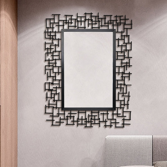 Glada Black Iron Frame Rectangular Mirror