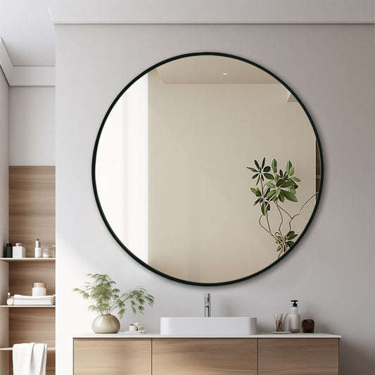 Haleth Black Round Timeless Mirror