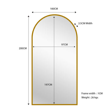 Harley Large Gold Arched Full Length Mirror