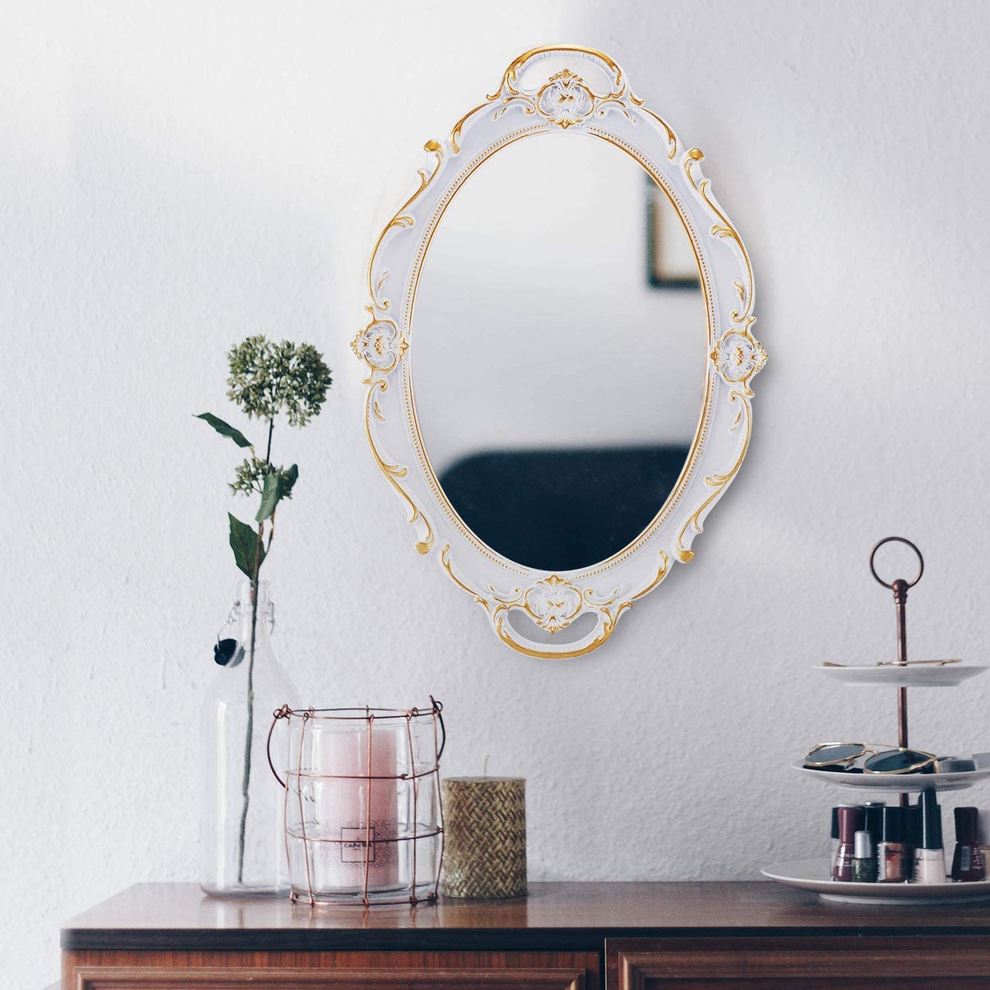 Hilda White Oval Mirror