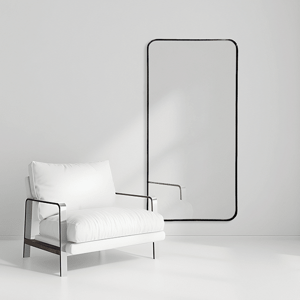 Indigo Black Long Rounded Wall Mirror