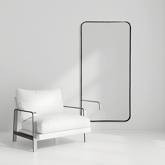 Indigo Black Long Rounded Wall Mirror