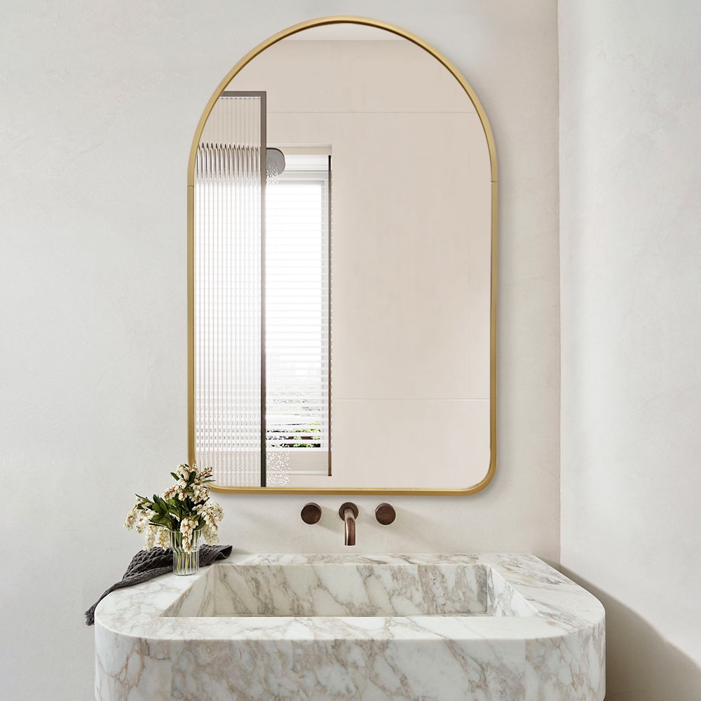 Isolde Gold Frame Arched Wall Mirror