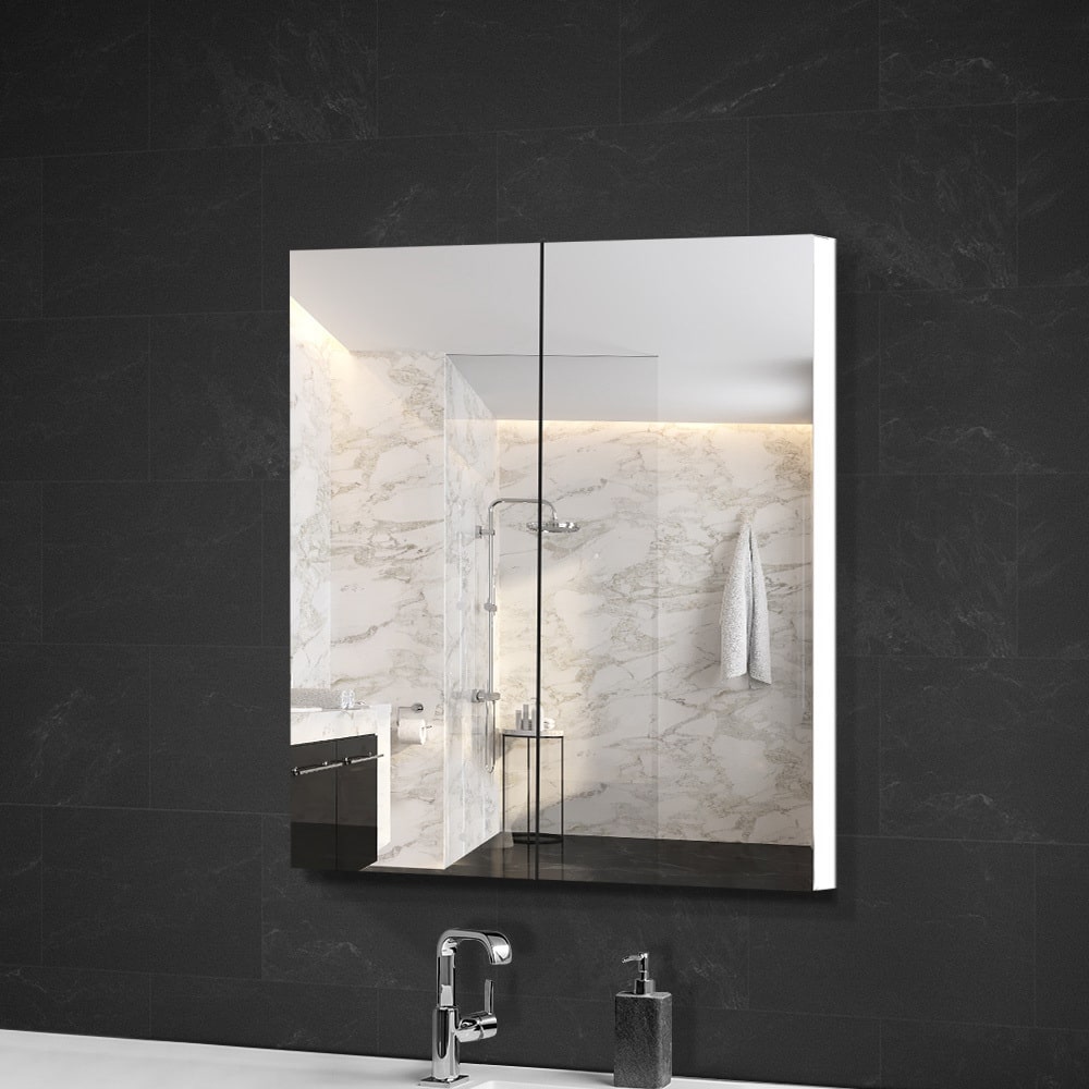 Jude 2 Door White Bathroom Mirror Cabinet