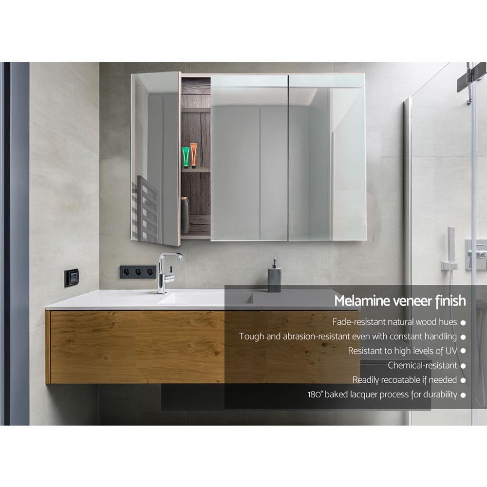 Jude 3 Door Oak Bathroom Mirror Cabinet