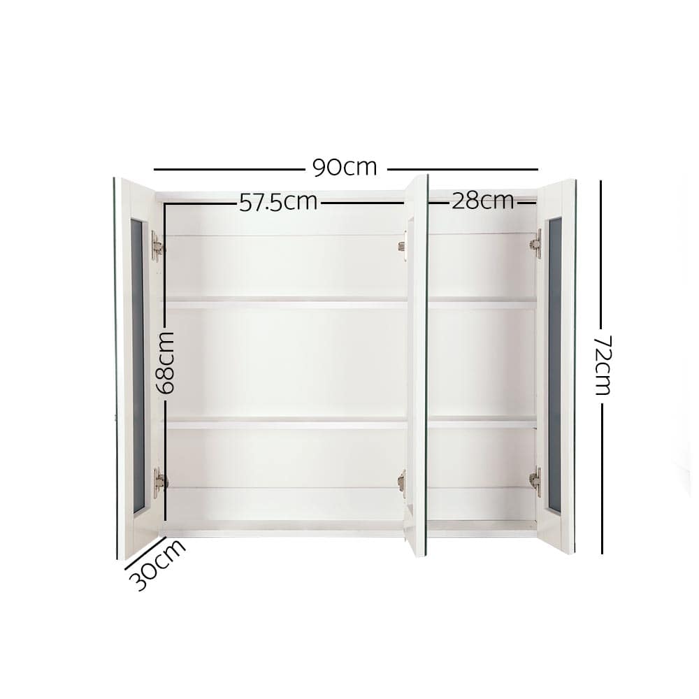 Jude 3 Door White Bathroom Mirror Cabinet