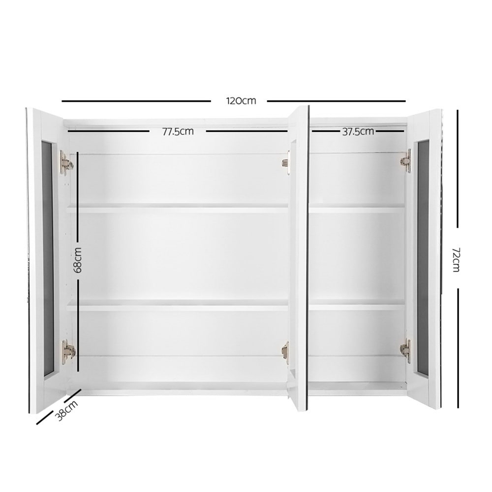 Jude 3 Door White Bathroom Mirror Cabinet