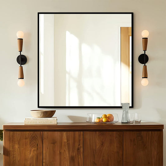 Kaida Black Framed Wall Square Mirror