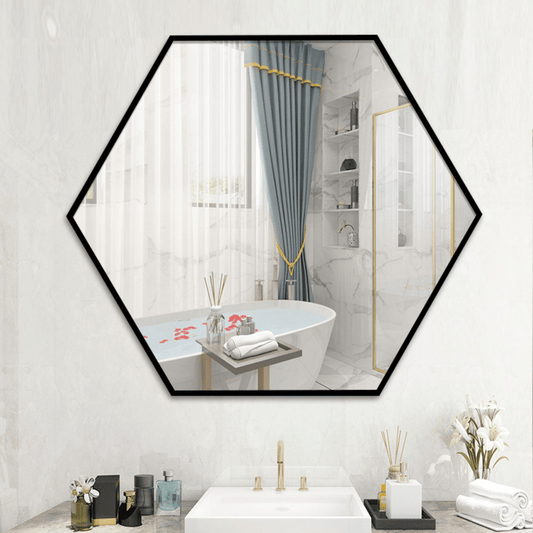 Korvyn Black Hexagon Wall Mirror