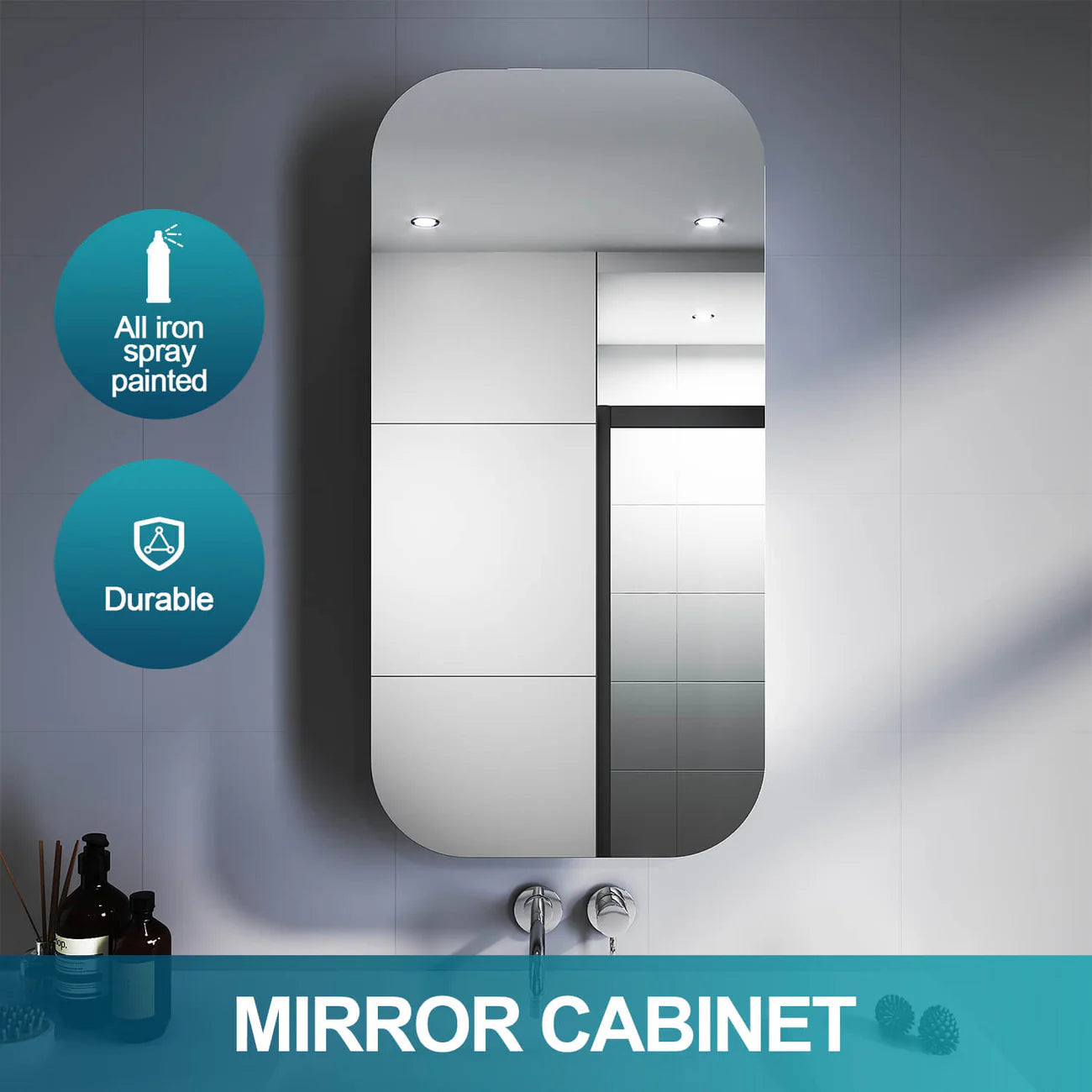 Lara White Bathroom Mirror Cabinet