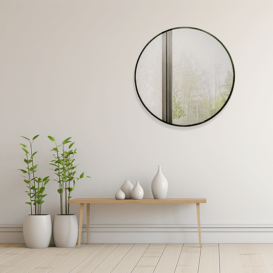 Leander Black Framed Classic Round Mirror