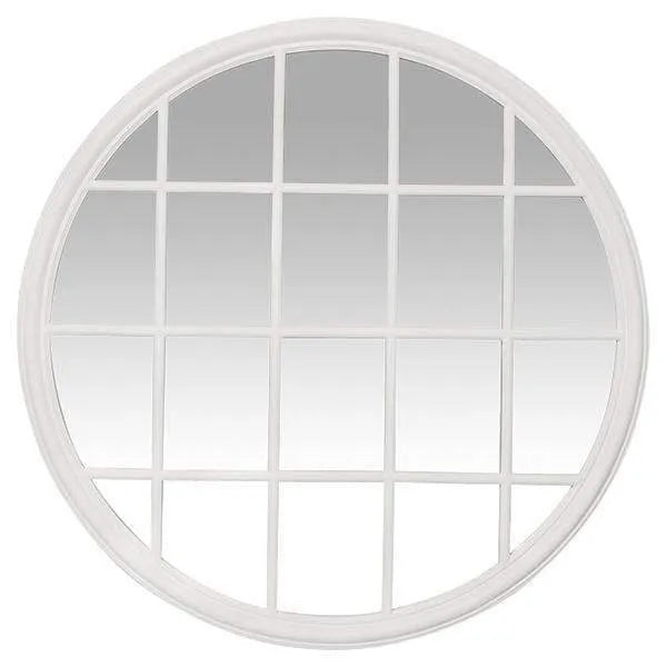 Lennon White Panel Round Wall Mirror