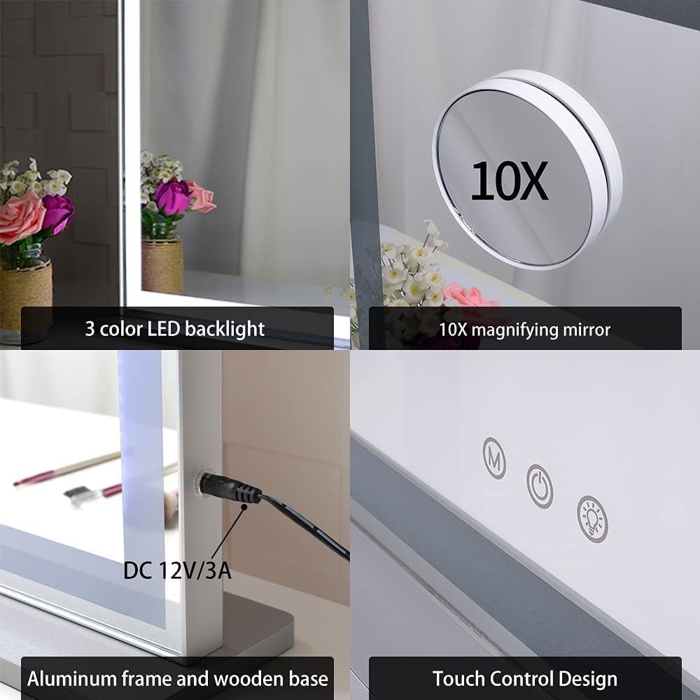 Lily 10x Magnification LED Makeup Mirror 71x57cm