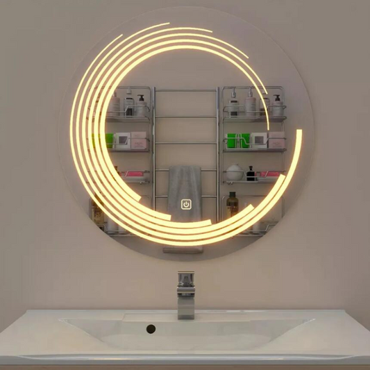 Lucius Gold Round Moon LED Mirror