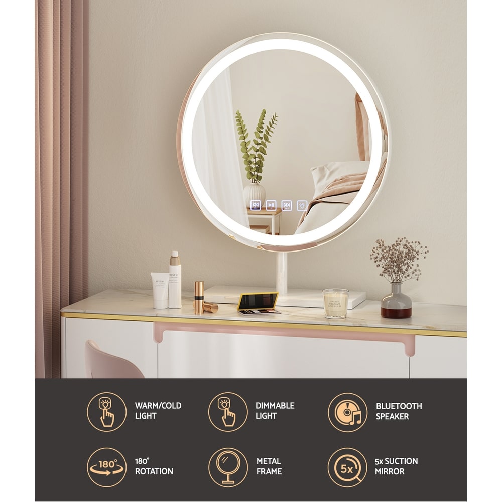 Luna Glow Bluetooth Round LED Makeup Mirror