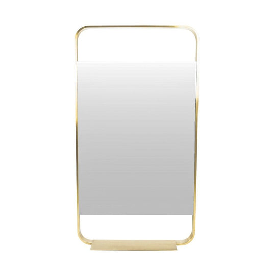 Lyon Brushed Brass Mirror with Shelf